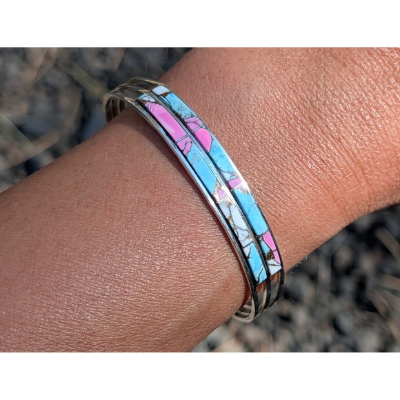 SouthWestArtisans Jewelry - Navajo Sterling Silver Cuff Bracelet Cotton Candy Native American Jewelry 6.5 **